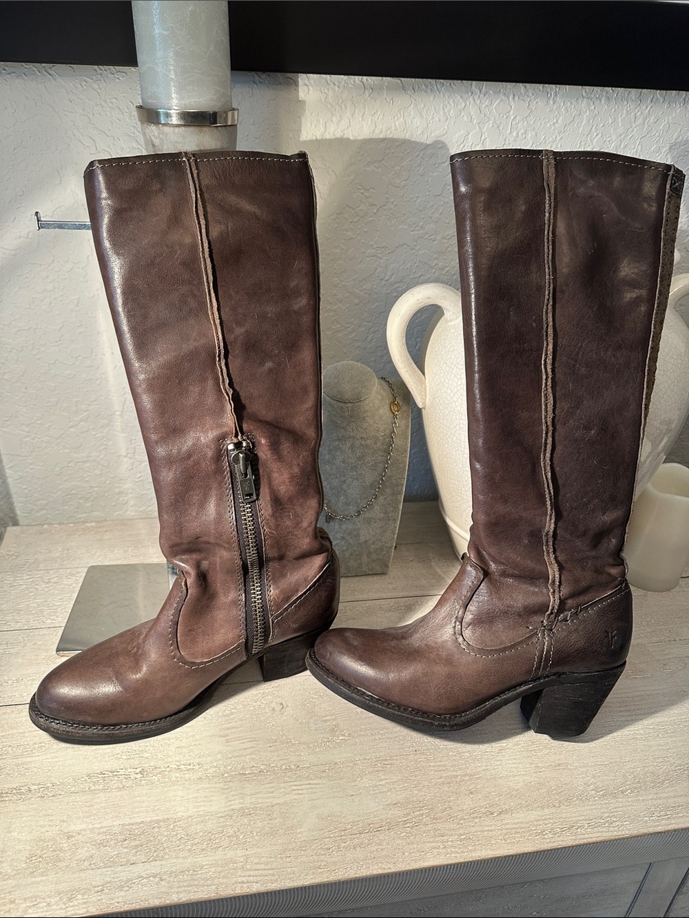 Frye Leslie Tall Boots Charcoal Smoke Grey size 9.0M